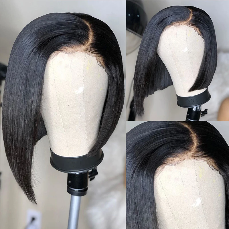 

Deep Part Pre Plucked 13X6 Lace Front Frontal Human Hair Wigs For Women Silky Straight Brazilian Virgin Short Bob Wig Natural