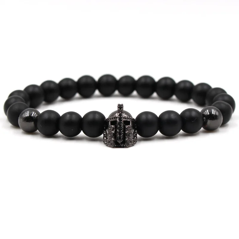 

2021 винтажный Шарм-браслет на шлем, мужской браслет ручной работы с фианитами и матовыми бусинами для Мужчин, Ювелирные изделия в подарок