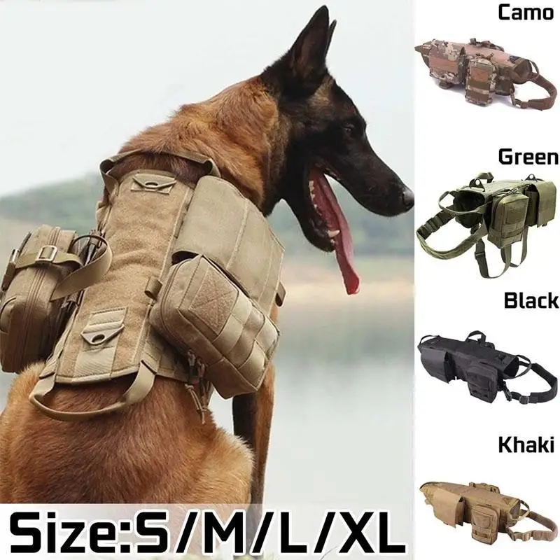 

Outdoor Big Dog Harness Nylon Tactical Vest for Large Dogs Pitbull Military Army Dog Harness Hunting German Shepherd