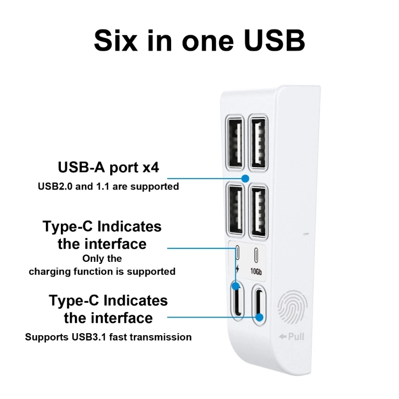Удлинители USB-портов 6 в 1 для тонких адаптеров расширения Прямая поставка