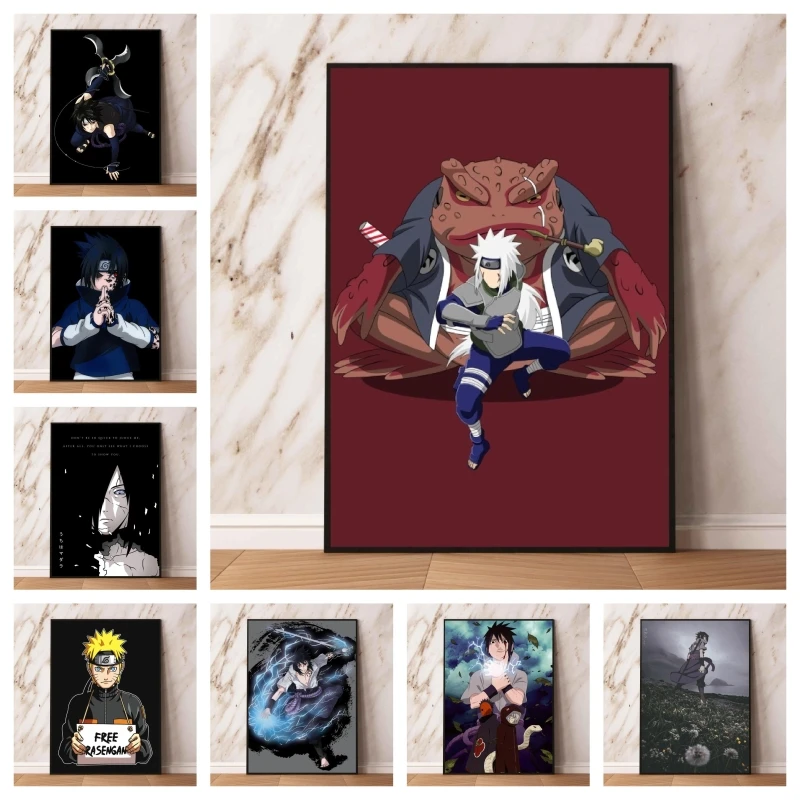 

Популярный плакат аниме черно-белый огонь тень комната домашние подарки модульные принты настенное искусство классические картины для украшения