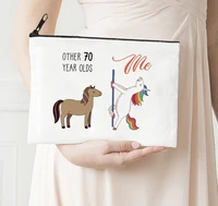 70 year makeup bag me alphabet printed funny horse canvas storage bag cosmetic bags for bride proposal gift animal prints