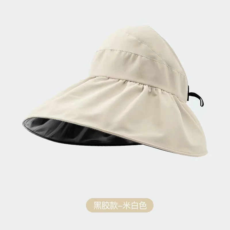 

Net Red Uv Anti-ultraviolet Air Top Sun Hat Female Korean Version Big Brim Black Glue Fisherman Hat Summer New Style