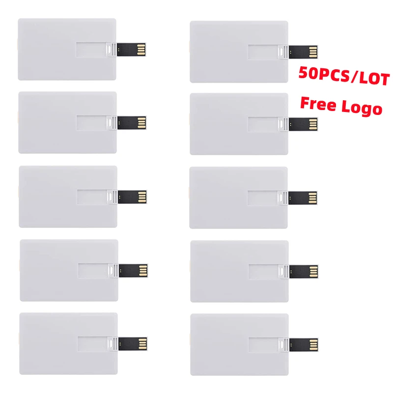 50PCS/LOT free Customised logo credit card usb flash drive 64gb 32gb pen drive usb2.0 drive personlize design memory stick