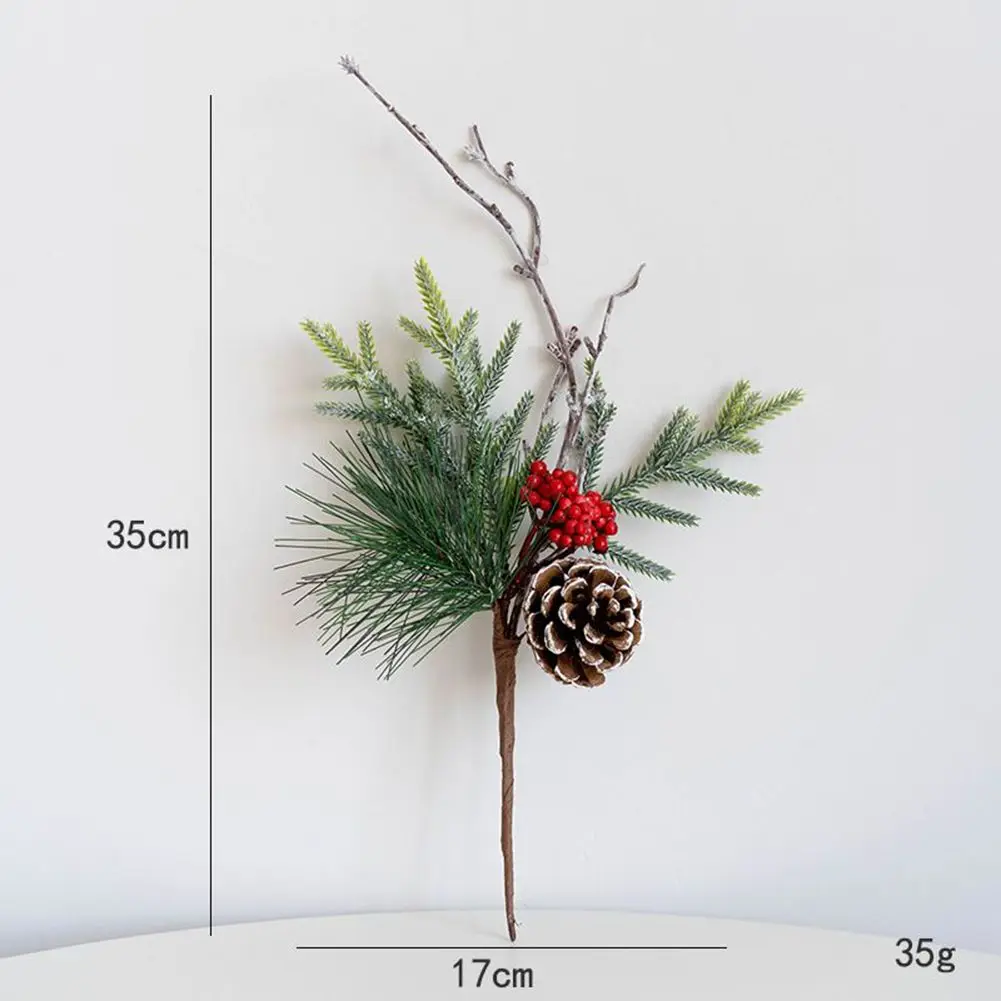 

1Pcs Artificial Flower Christmas Green Red Berry Pine Cone Holly Branch For Christmas Navidad New Year Ornament 2023 Noel