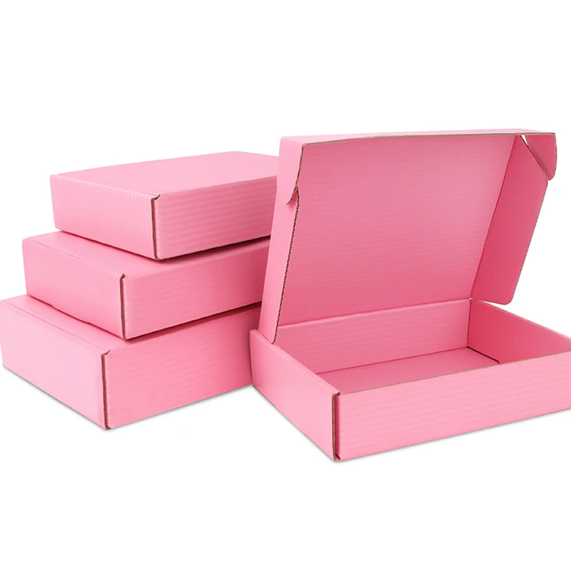 10pcs Pink Small Cardboard Packaging Box Thicken 3 Layer Corrugated Recycled Paper Shipping Box for Business