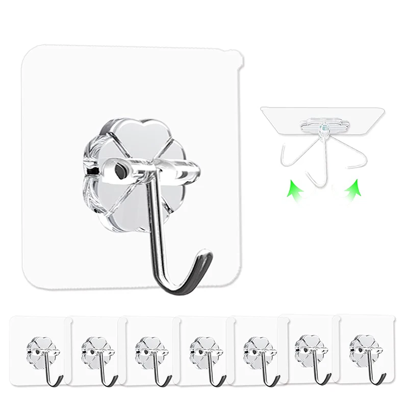 

Adhesive Door Hooks Transparent Wall Stickers Anti-skid Traceless Key Holder Home Accessories Bathroom Storage and Organization