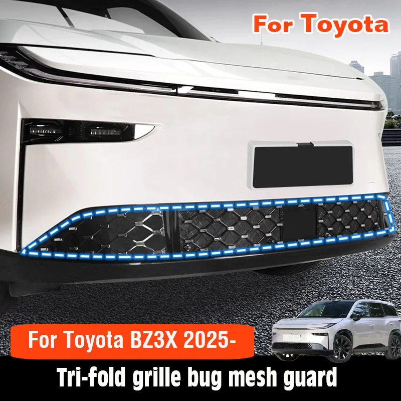 Фото Для Toyota BZ3X 2025 2026, передняя тройная решетка, сетчатая защита экрана Full Sky Star, защелкивающаяся защита радиатора, комплект аксессуаров №1