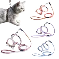 Pet Cat Harness Leash Set Nylon Adjustable Pet Collar for Small Dog Cat Vest Collar Leash Handle Pet Harness Belt Pets Supplies