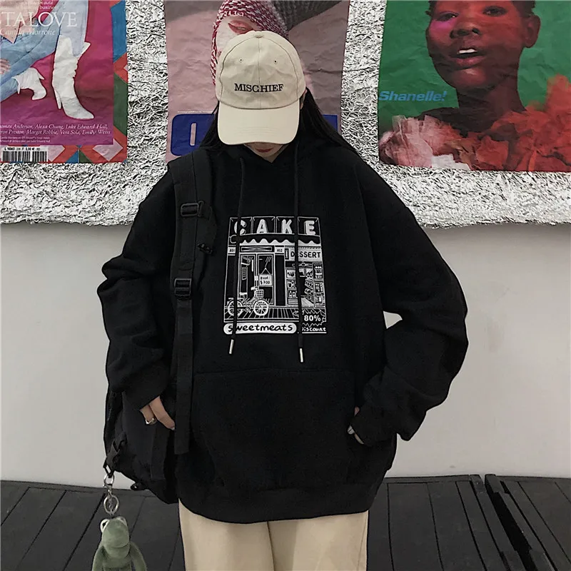 Новинка Женская толстовка с капюшоном и мультяшным принтом весна-осень 2021 Япония