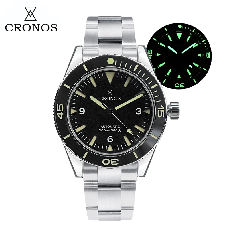 

Cronos Diver Men Watch Sapphire Crystal Automatic NH35 Movement Watch 200M Waterproof Stainless Steel Dive Mechanical Men Watch