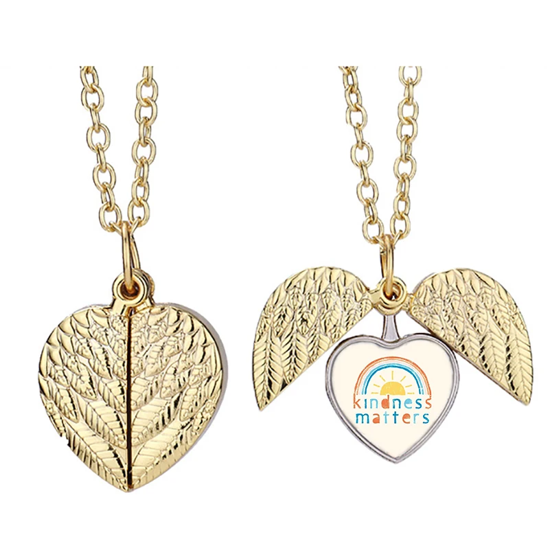 

Kindness Matters Typography Design With Hlv Heart Active Angel Wing Necklace Beautiful Pendant Fashion Jewelry