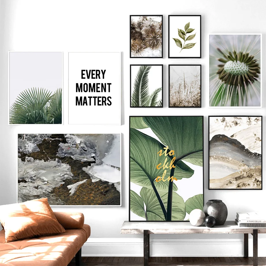 

Banana Leaves Dry Dandelions Green Plant Nordic Posters And Prints Canvas Painting Wall Art Pictures For Living Room Home Decor