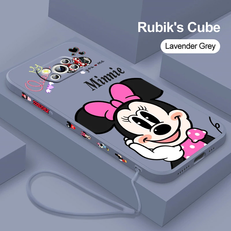 

Disney Minnie Mickey Love Art Phone Case For Xiaomi Mi Poco M5s M5 X4 X3 M4 M3 F4 F3 GT Pro NFC 5G Liquid Left Rope Cover