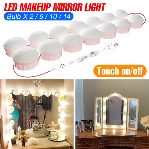 Светодиодный настенный светильник для зеркала для макияжа, USB-лампа для туалетного столика, освещение для комнатных шкафов с регулируемой я...