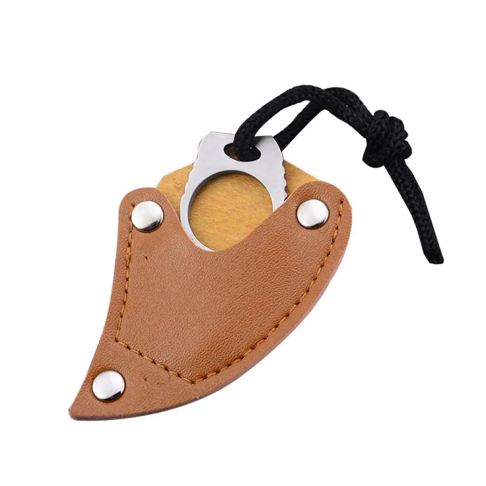 Мини нож с кожаным футляром ручной работы боевой коготь керамбит кольцом уличный