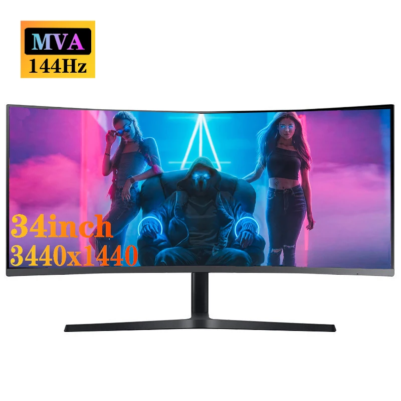 

34 Inch Curved Computer Monitor 144Hz 1ms Response Computer Desktop Display Gaming VA Panel HDMI-compatib/Type-c 3440x1440