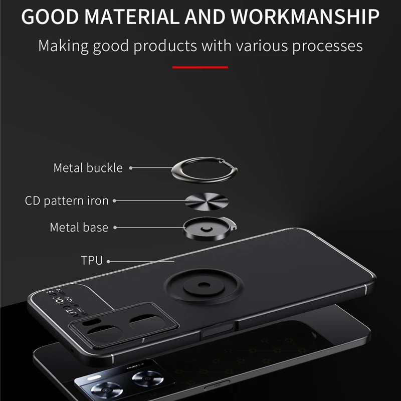 For Cover OPPO A57S Case For OPPO A57S Capas Shockproof Phone Back TPU Soft Ring Metal Holder For Cover OPPO A57S Fundas 6.56