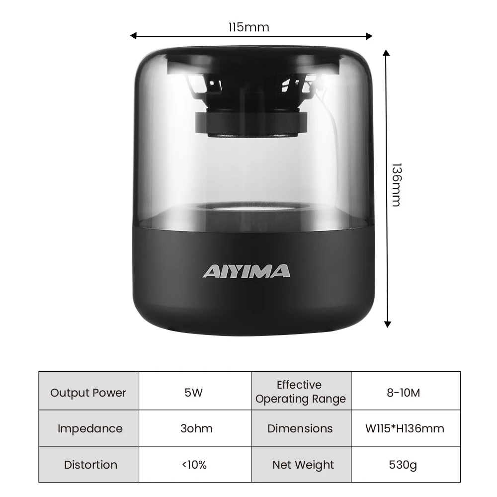 AIYIMA аудио портативный мини беспроводной TWS Bluetooth 5.0 динамик сабвуфер