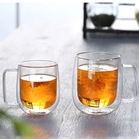 double layer transparent wall glass mug heat resistant water teacup coffee milk juice cup for kitchen bar drinkware tools