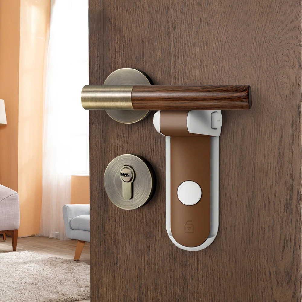 

Lintolyard 2PCS Door Lever Lock Baby Proofing Door Handle Lock Childproofing Door Knob Lock Easy Install Use Adhesive