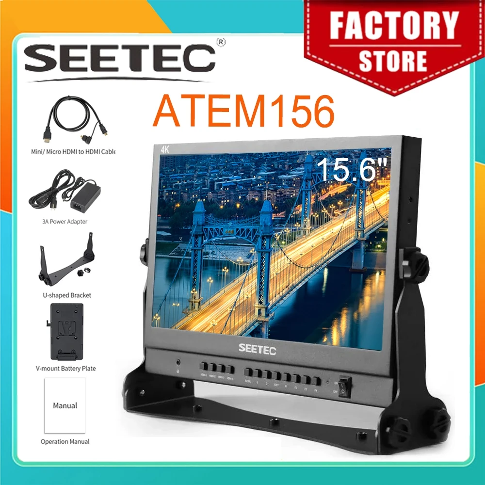 Фото SEETEC 15,6-дюймовый ATEM156 монитор режиссера потоковой трансляции в реальном времени с 4 входами HDMI ATEM Mini №1