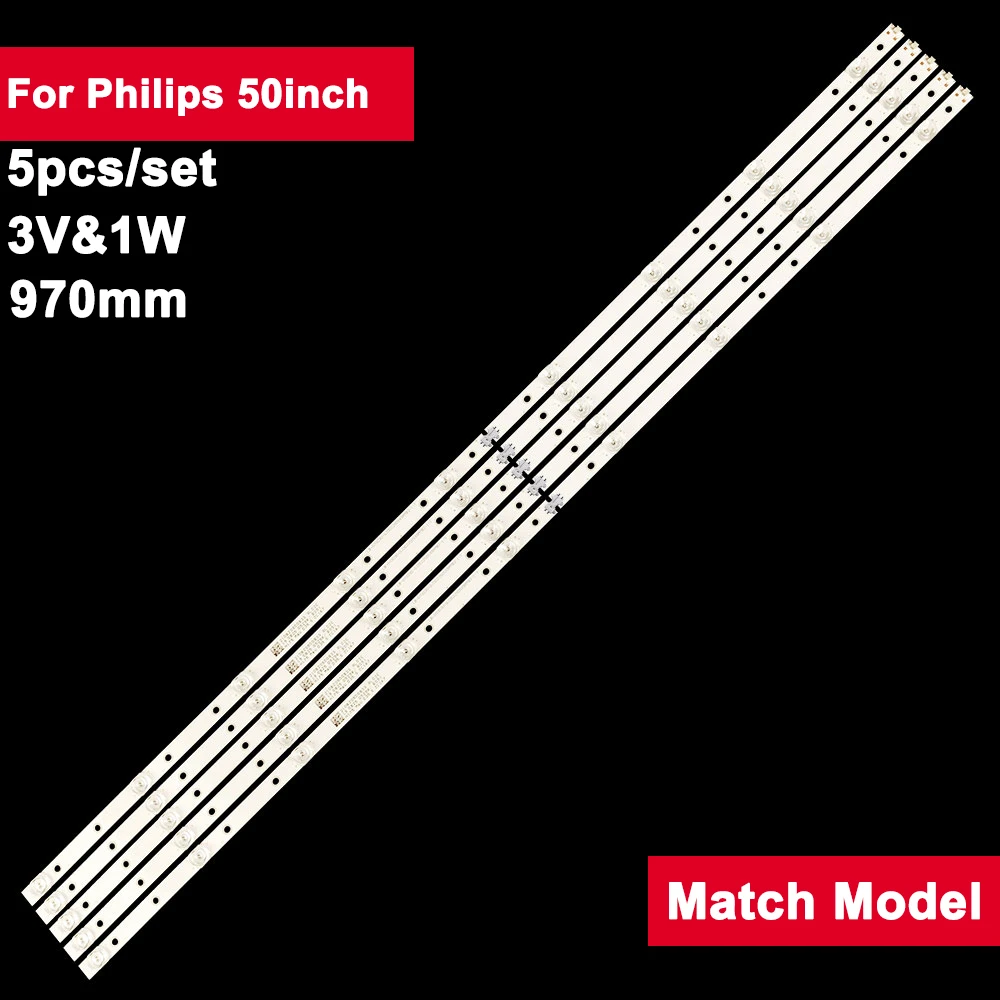 

5pcs 3V Tv Backlight Led Strip for PHilips 50inch LB-GM3030-GJ0D22505X9AMB2-1-T 50PUS7304 50PUS7354 LBM500M0901-YK 50UM6900PUA