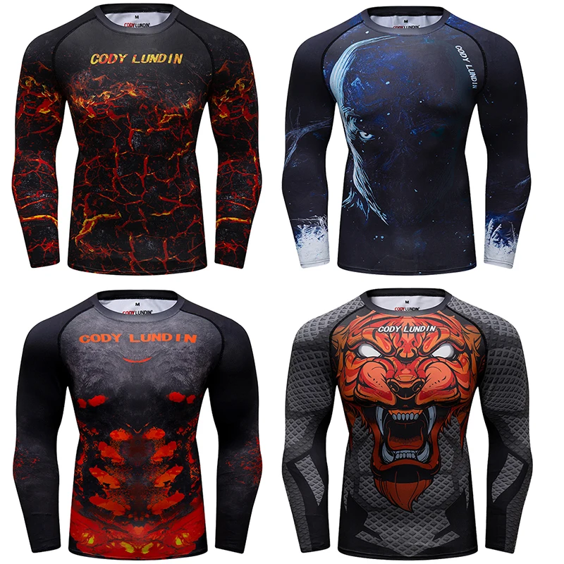 Дешевая Bjj MMA Rashguard футболка для Jujitsu мужчин Спортивная компрессионная с длинным