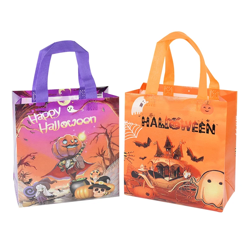 

4pcs Halloween Trick or Treat Candy Bags for Kids Halloween Gifts Pumpkin Ghost Nonwoven Fabric Snack Packaging Bags With Handle