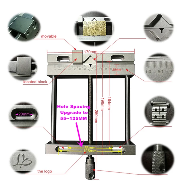 Yeni CNC paralel-çene yardımcısı alüminyum alaşımlı düz maşa yardımcısı CNC gravür freze makinesi için marka oyma