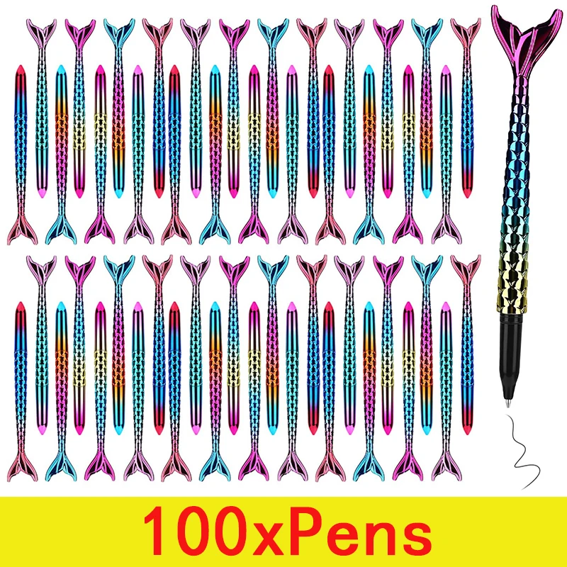 100 шт. шариковая ручка Русалка с пла-рыбкой цветные УФ-принадлежности школьная