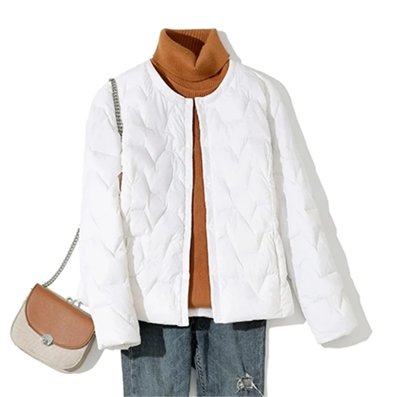 Осень-зима женское однобортное пуховое пальто ультра легкий тонкий белый утиный