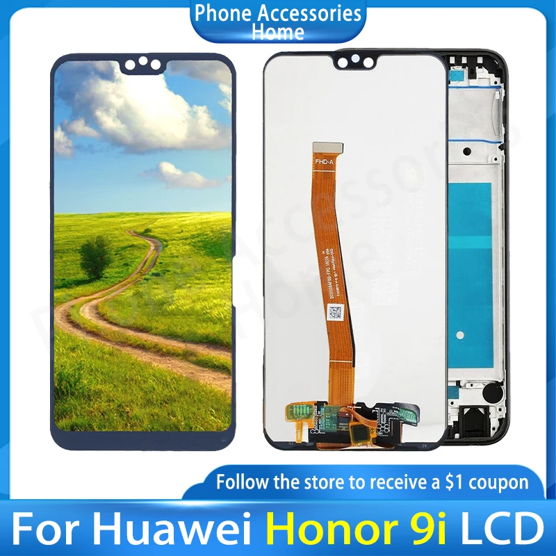 

ЖК-дисплей с рамкой для Huawei honor 9i, сенсорный экран с дигитайзером в сборе, запасные части для Huawei honor 9 I LCD