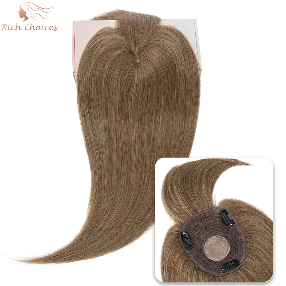 Rich Choices Human Hair Topper For Women 10x12 cm Clip In Hairpieces With Bangs Hair Invisible Scalp Straight for Hair Loss
