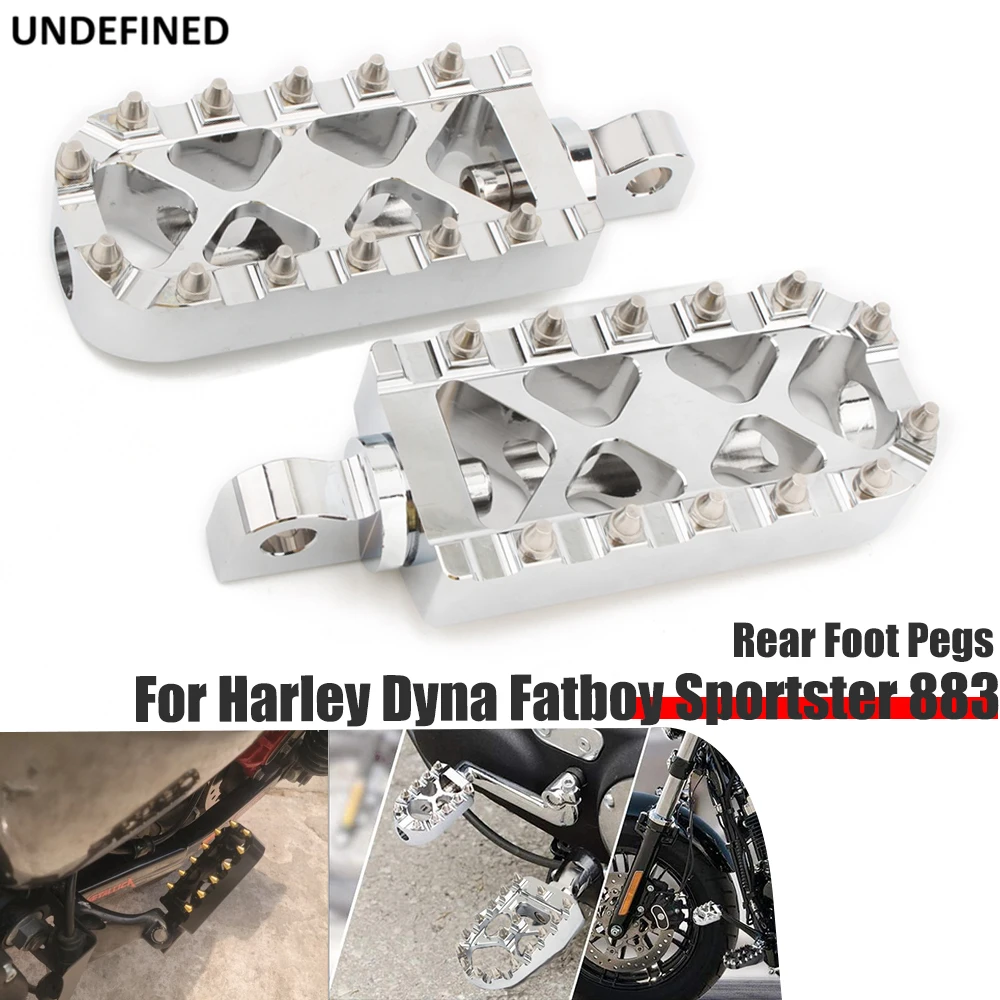 

Foot Pegs Pedals Foot Rests For Harley Dyna Fatboy Sportster 883 Street Bob Bobber Chopper Motorcycle CNC MX Wide Fat Footpegs