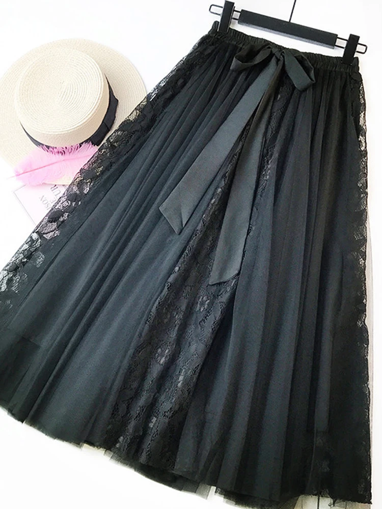 Модная тюлевая юбка-пачка женская длинная макси-юбка корейская милая