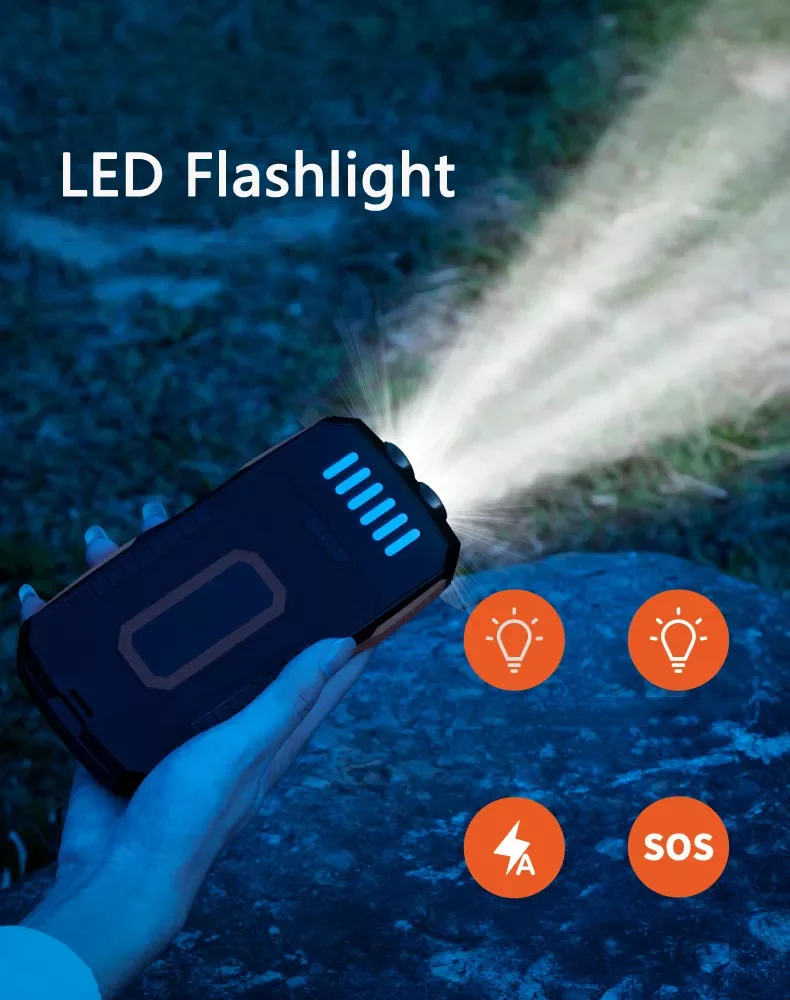 

Solar Power Bank 100000mAh Wireless Charger Powerbank For iPhone 2 USB Type C Ports Portable Charger External Battery Po