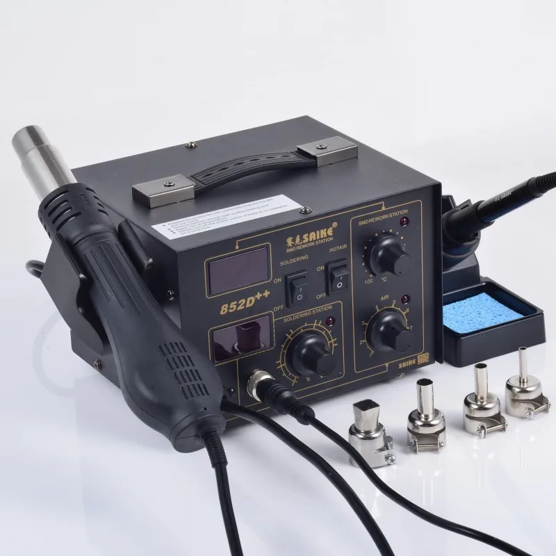 Паяльная станция SAIKE 2в1 SMD паяльник паяльная с горячим воздухом 852D++