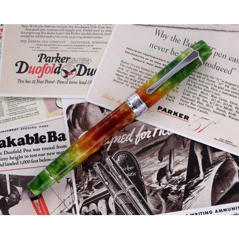 Новая перьевая ручка из акриловой смолы PENBBS 355-Plus золотой/серебряный наконечник с