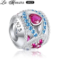 la menars fashion love heart round charms 925 sterling silver cz beads fit women bracelet diy jewelry making accessories