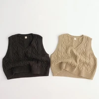2022 new autumn baby sleeveless sweater solid girls knit vest kids v neck sweater boys children casual knitted vest clothes