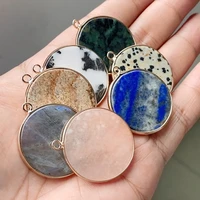 2022 natural labradorite lapis lazuli stone pendant slice round shape charms for jewelry making diy necklace earring accessories