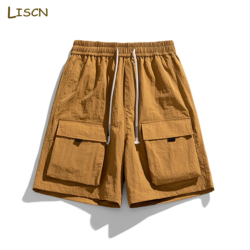 

Шорты-карго мужские повседневные, Модные свободные спортивные короткие штаны в Корейском стиле, Молодежные однотонные, на лето