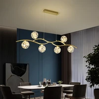 modern nordic babysbreath led pendant lamps for dining living room bar salon gold glass ball chandeliers home indoor lighting