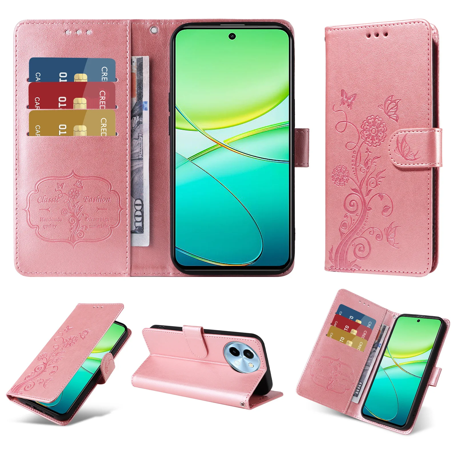 Фото Кожаный чехол-флип с цветочным узором для Sony Xperia 1 VIII 10 VII 1VII 5 VI 5V, чехол-кошелек с 3 слотами для карт, Funda №4