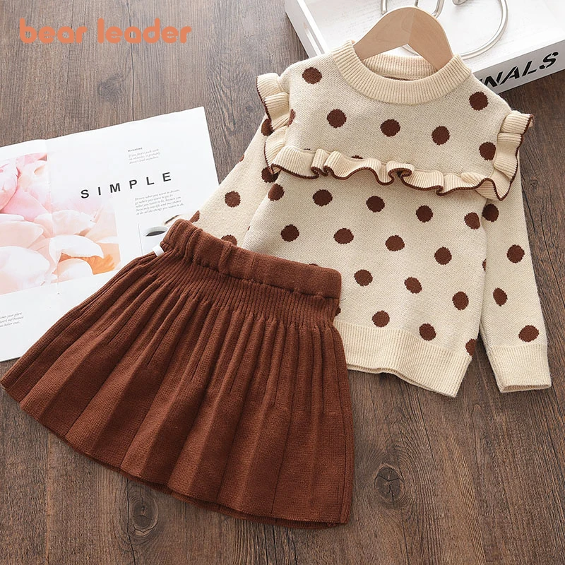 

Bear Leader Kids Baby Girls Clothes Sets Winter Christmas Long Sleeve Sweater Shirt Skirt 2Pcs Outfits Ruffle Floral Clothes