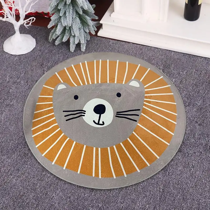 

Cute Cartoon Rugs For Bedroom Non-Slip Fluffy Soft Baby Crawling Carpet Round Shape Cartoon Mat For Children Kid Play Pad