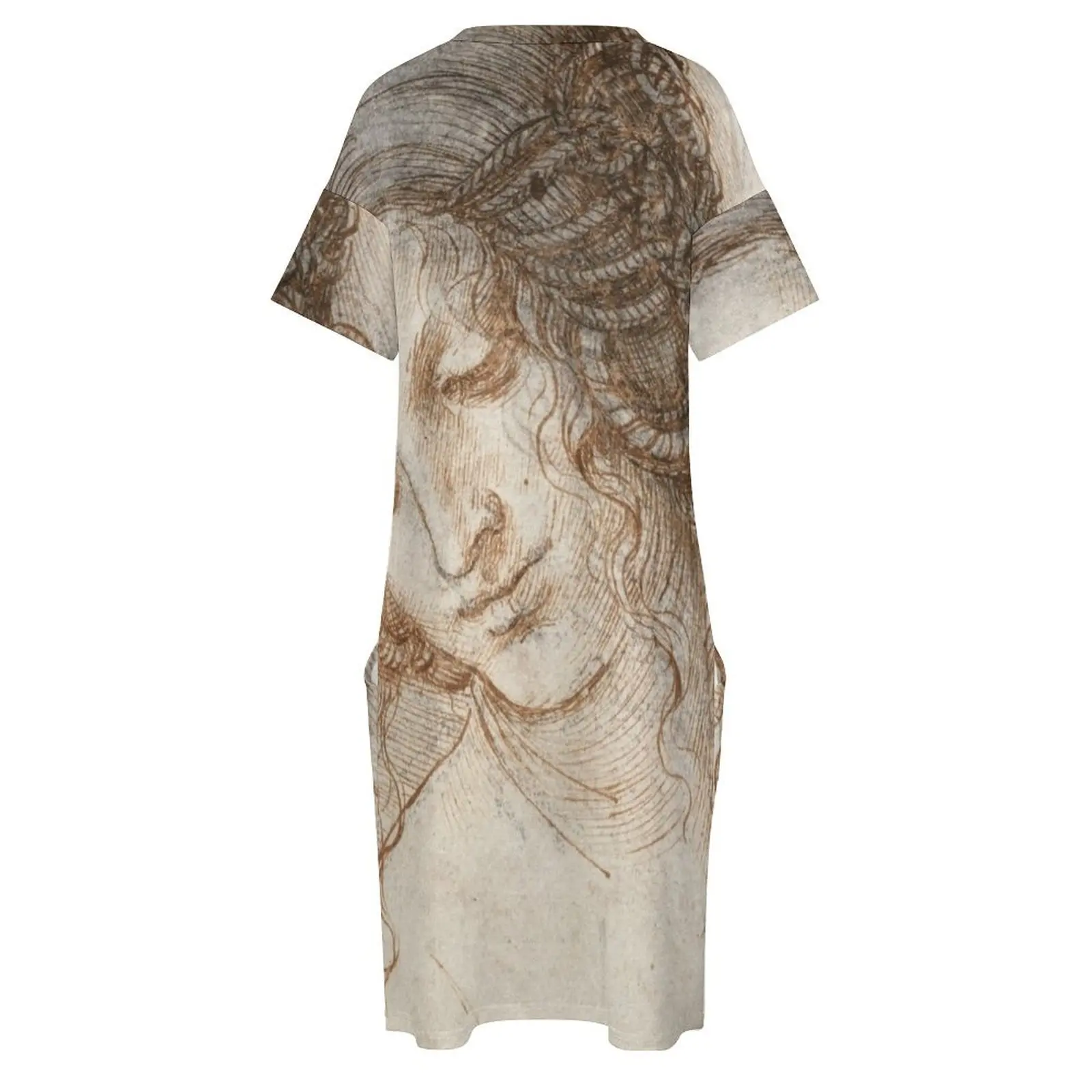 Леонардо да Винчи - Голова Леды свободное карманное платье женское женская