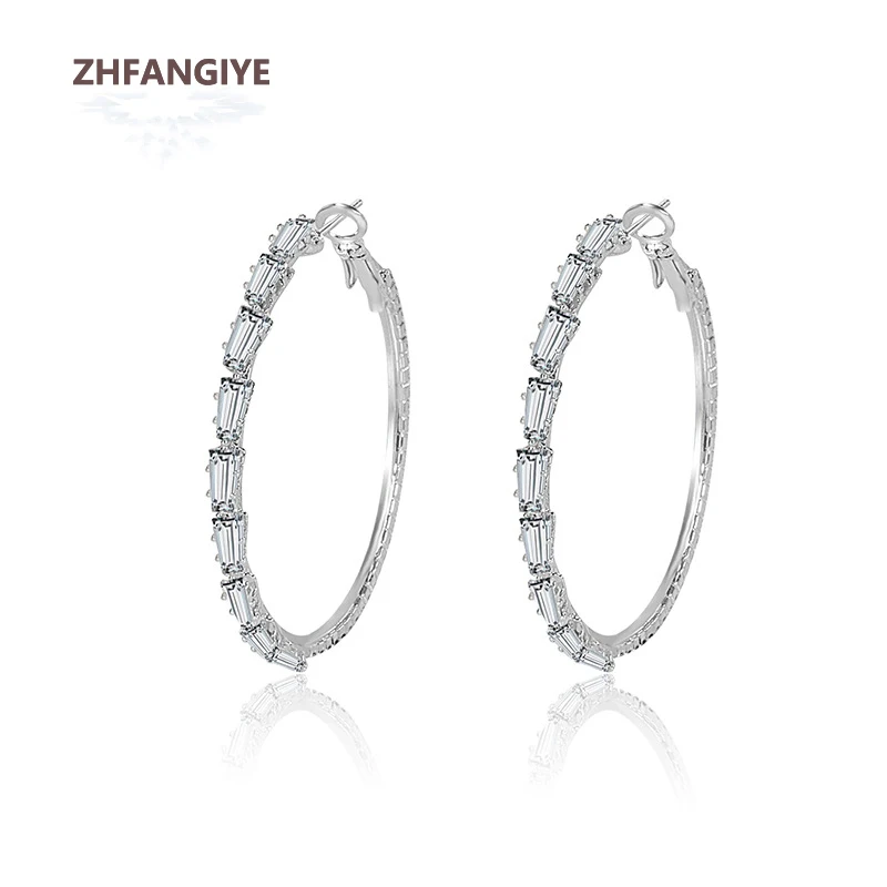

ZHFANGIYE Trendy Women Earrings 925 Silver Jewelry with Zircon Gemstone Drop Earring for Wedding Party Promise Gift Accessories