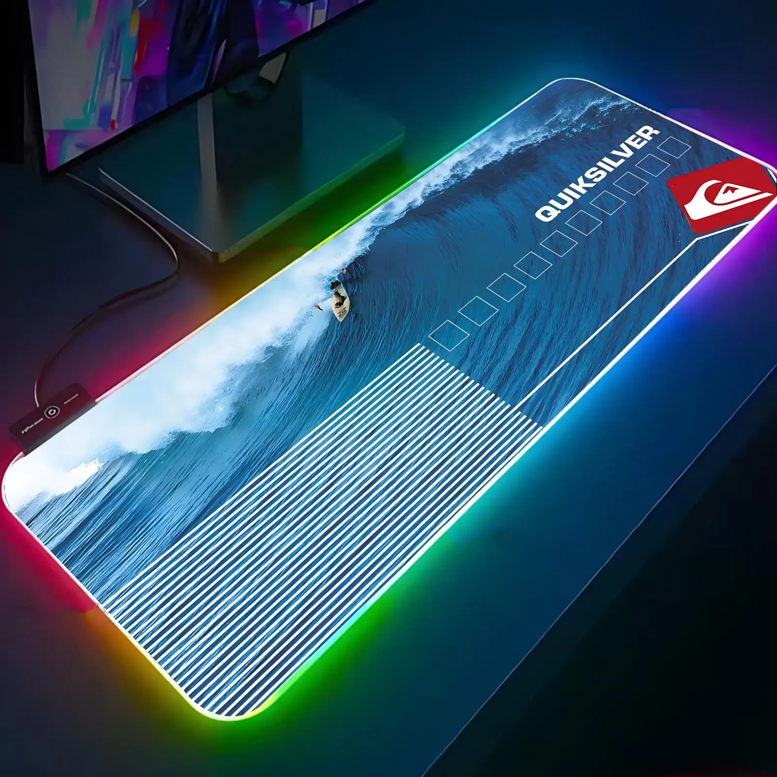Фото Коврик для мыши Q-Quiksilver RGB, большой игровой коврик для мыши с LED-подсветкой, для игр и офиса №3